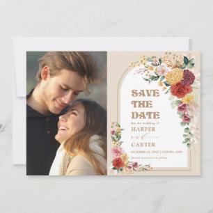 Rustikales Boho Floral Pampas Save the Date Foto