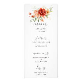 Rustikales Boho Floral Wedding Menu Werbekarte