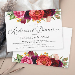 Rustikales Boho Floral Wedding Probe Dinner Einladung