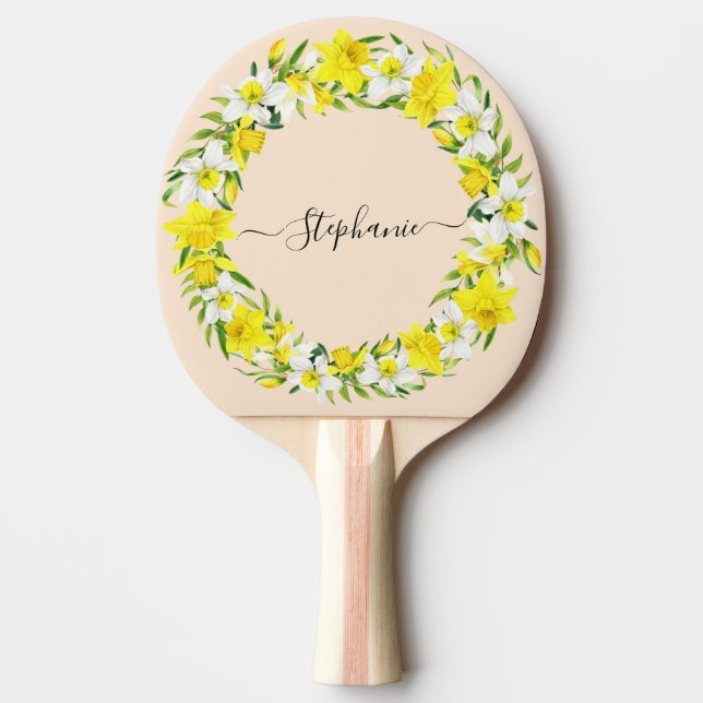Rustikales Boho Gelbes Wasserfarben Daffodia Custo Tischtennis Schläger (Vorderseite)