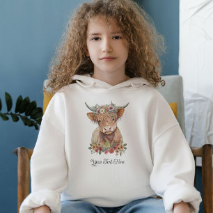 Rustikales Boho Hochland Kuh rosa Blütenfarbe Wass Hoodie
