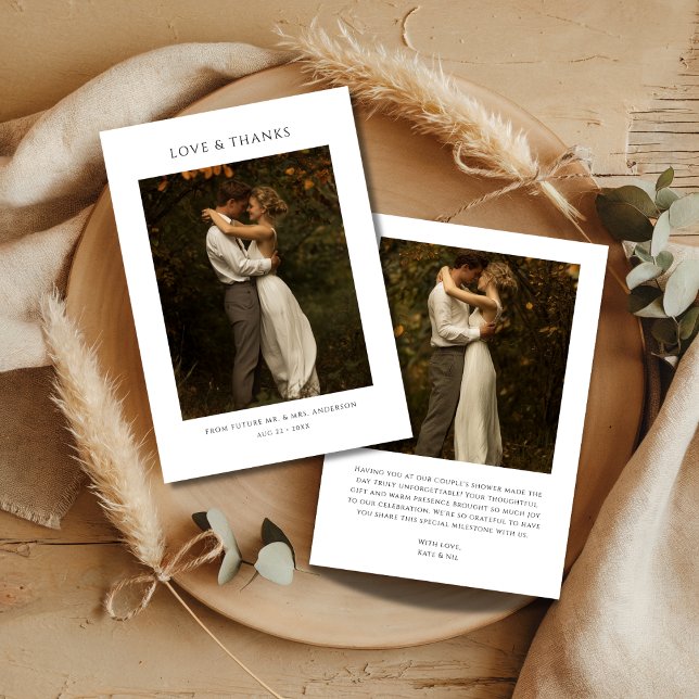 Rustikales Boho Moderne Paare Dusche Foto Bridal Dankeskarte (Von Creator hochgeladen)