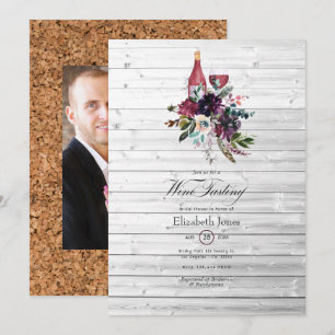 Rustikales Boho Pflaume Roter Wein Verkostung Brau Einladung