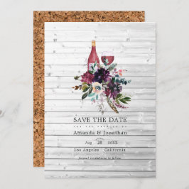 Rustikales Boho Pflaume Roter Wein Verkostung Hoch Save The Date
