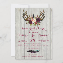 Rustikales Boho Probe Dinner mit Blumenstrauß Einladung