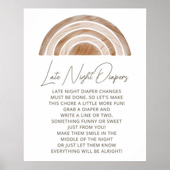 Rustikales Boho Spate Night Diapers Baby Showspiel Poster (Vorne)