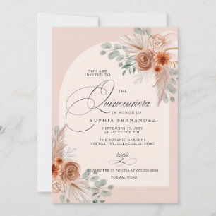 Rustikales Boho Terracotta Pampas Quinceanera Einladung