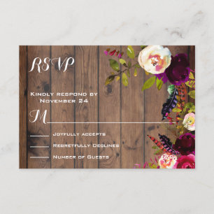 Rustikales Boho UAWG dunkles Holz RSVP Karte