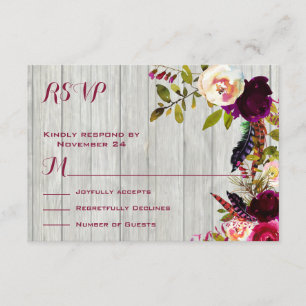Rustikales Boho UAWG verwittertes Holz RSVP Karte