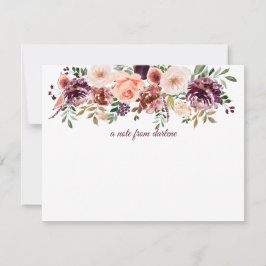 Rustikales Boho Watercolor Floral Monogramm Mitteilungskarte