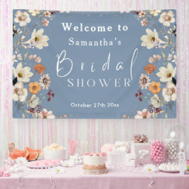 Rustikales Boho Wildblume Periwinkle Brautparty Banner