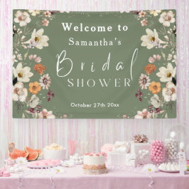 Rustikales Boho Wildblume Sage Green Brautparty Banner