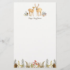 Rustikales Boho Woodland Deh Couple Watercolor Briefpapier