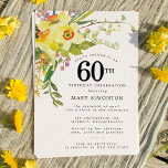Rustikales Boho Yellow Daffodil 60. Geburtstag Einladung<br><div class="desc">Die wunderschöne Blumenstruktur im Frühling mit ihren gelben und weißen Daffodien schmückt einen rustikalen Rahmen. Die üppige Vegetation und die üppigen Stiele verleihen dem Hotel ein modernes Boho-Ambiente. Die Rückseite des 60. Geburtstags Einladung ist hell sonnig gelb. Perfekte Wahl für eine Geburtstagsfeier im Frühjahr.</div>