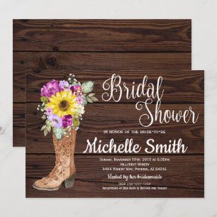 Rustikales Boot Country Sunflower Brautparty Einladung