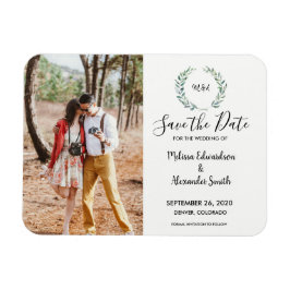 Rustikales botanisches Aquarell-Blätter Monogramm  Magnet