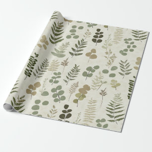 Rustikales botanisches Blatt in erdiger Brauntönun Geschenkpapier