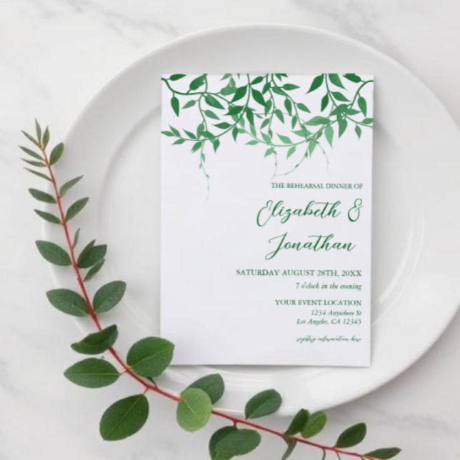 Rustikales botanisches Blätter Probe Abendessen Einladung (Von Creator hochgeladen)