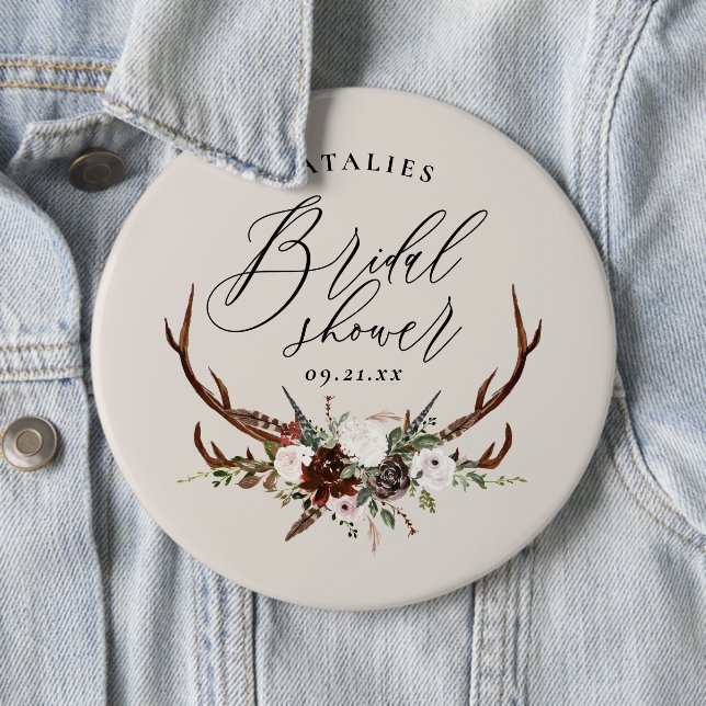 Rustikales botanisches Brautparty Button (Beispiel)