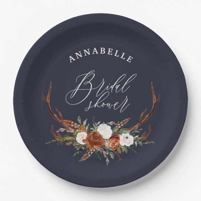 rustikales botanisches Brautparty Pappteller (Vorderseite)