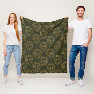 Rustikales botanisches Gesichtslinienmuster (2) Fleecedecke