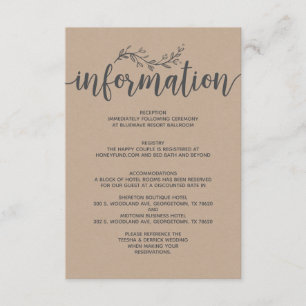 Rustikales botanisches Hochzeitshaus Begleitkarte