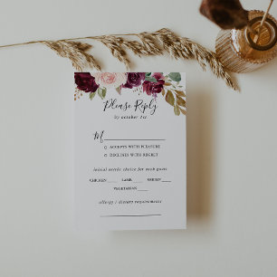 Rustikales Botanisches Hochzeitsmenü UAWG RSVP Karte