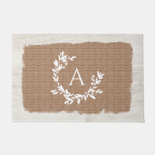 Rustikales Botanisches Monogramm anfängliches Burl Fußmatte