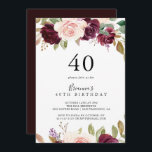 Rustikales Botanisches Party 40. Geburtstag Einladung<br><div class="desc">Diese rustikale,  blumengeschmückte botanische Party Einladung aus dem 40. Jahrhundert eignet sich perfekt für eine elegante Geburtstagsfeier. Das Design besticht durch hübsche und farbenfrohe handgezeichnet Blume und ein hübsches Laub.</div>
