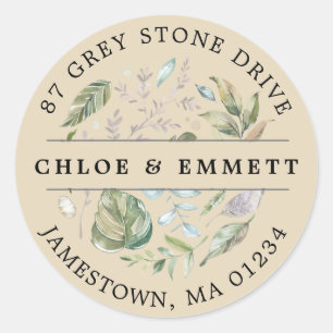 Rustikales botanisches Rücksendesiegel Runder Aufkleber