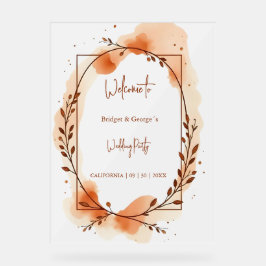 Rustikales Botanisches Terrakotta Hochzeitskranz Acrylschild