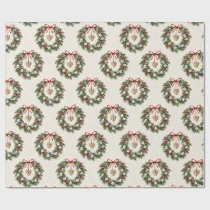 Rustikales botanisches Weihnachtskranzmuster Geschenkpapier