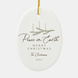 Rustikales botanisches Weltfrieden Script-Foto Keramik Ornament