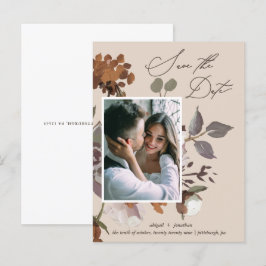 Rustikales Bouquet Beige Save the Date Einladungspostkarte