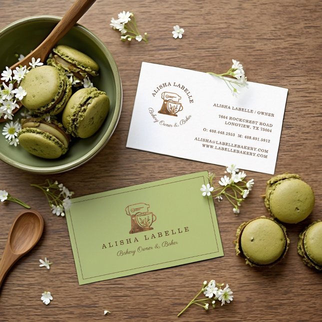 Rustikales Brauerei-Ständer Mischpult Logo Visitenkarte (Rustic Woodgrain Style Bakery Stand Mixer Logo Business Card)
