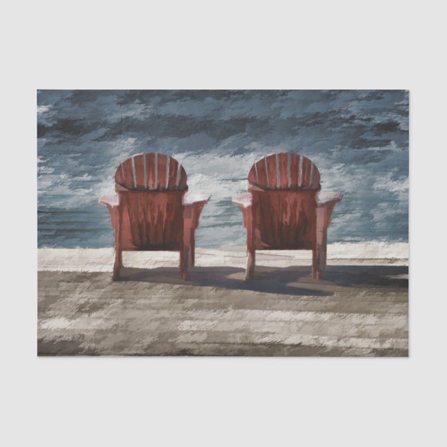 Rustikales Braun Adirondack Beach Stühle Art Seidenpapier (Vorderseite)