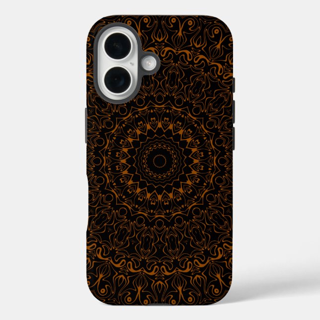 Rustikales Braun Mandala mit Western Charm iPhone 16 Hülle (Rückseite)