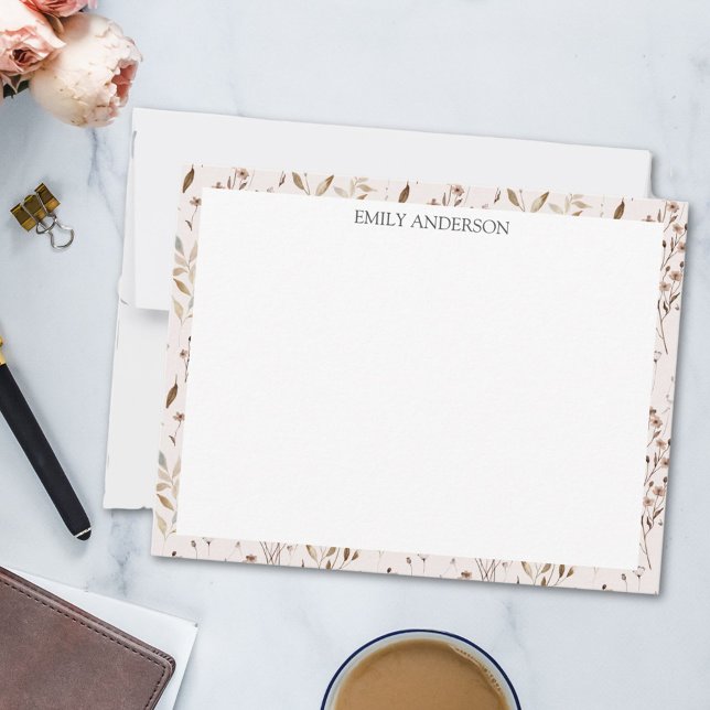 Rustikales braunes Blume Leaf florales botanisches Mitteilungskarte (In situ)