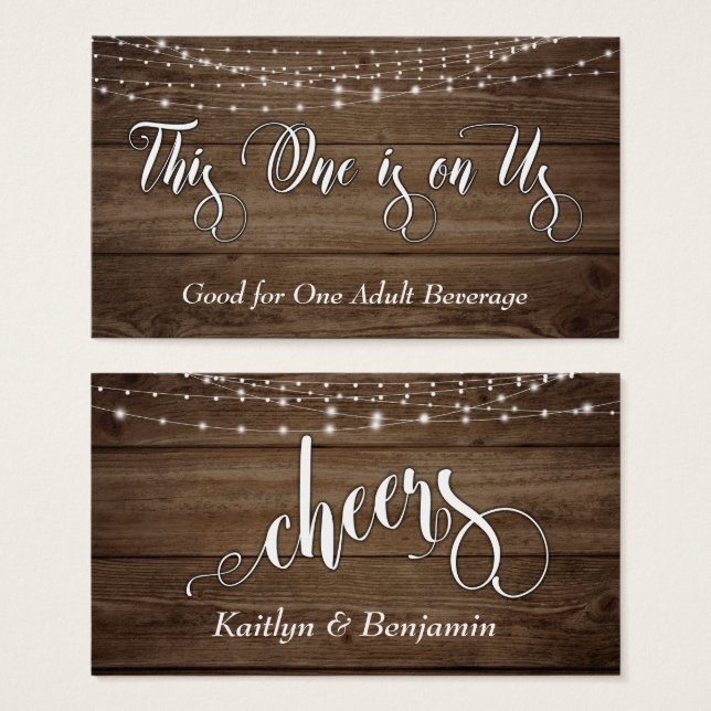 Rustikales braunes Holz und weiße Lichter, Trinkka (Vorne & Hinten)