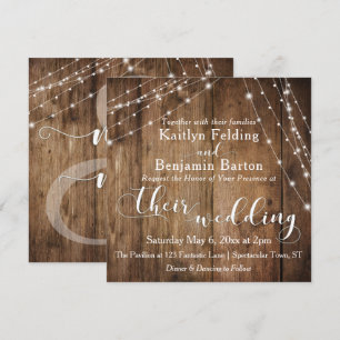 Rustikales braunes Holz, weiße, leichte Streichhöl Einladung