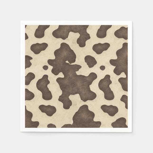 Rustikales braunes Kuh Print Country Western Rodeo Serviette (Vorderseite)