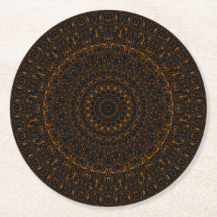 Rustikales braunes Mandala mit westlichem Charme Runder Pappuntersetzer