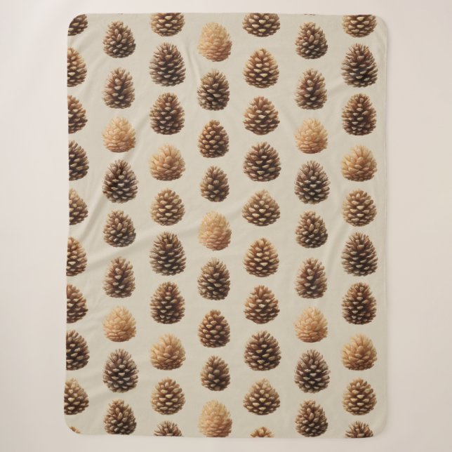 Rustikales braunes Pine Cone Wintermuster Sherpadecke (Vorderseite)