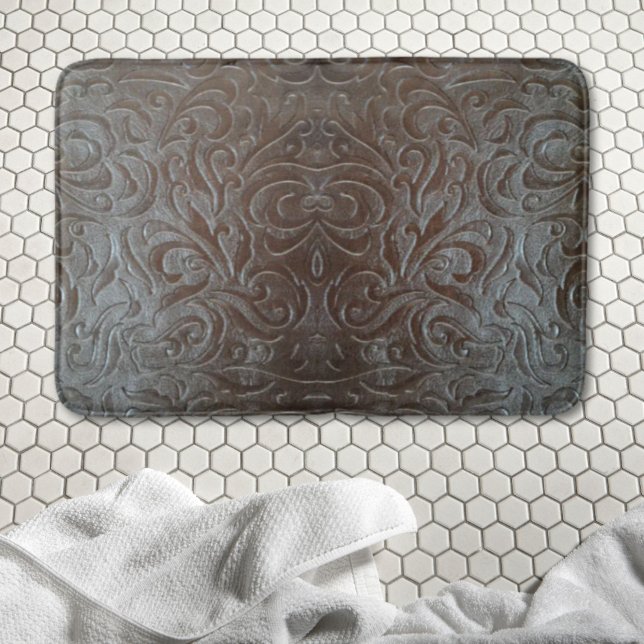 Rustikales braunes Western-Landledermuster Badematte (Rustic brown western country leather pattern bath mat)