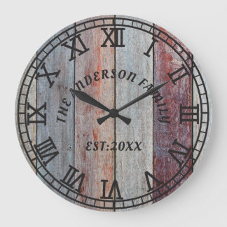 Rustikales Braunholz - eigener Familienname Große Wanduhr