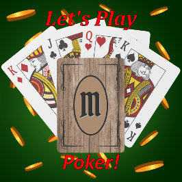 Rustikales Braunholz kundenspezifisch Mit Monogram Spielkarten