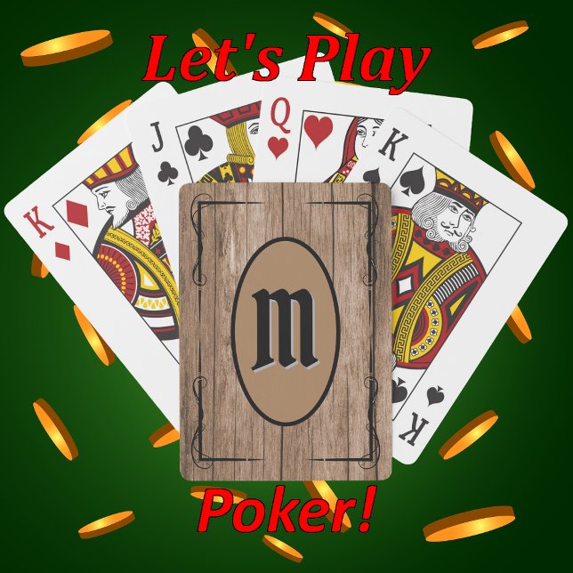 Rustikales Braunholz kundenspezifisch Mit Monogram Spielkarten (Von Creator hochgeladen)