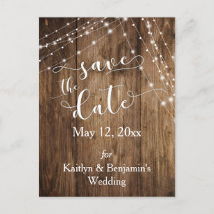 Rustikales Braunholz, Lichtteile Save the Date Ankündigungspostkarte