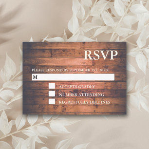 Rustikales Braunholz   RSVP Cards