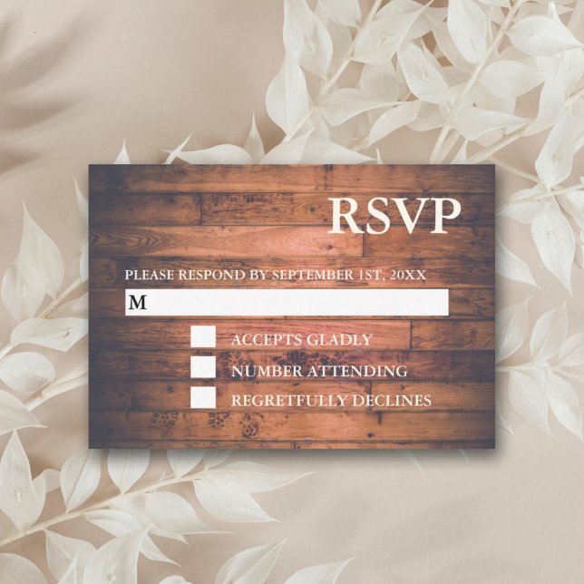 Rustikales Braunholz | RSVP Cards Karte (Von Creator hochgeladen)